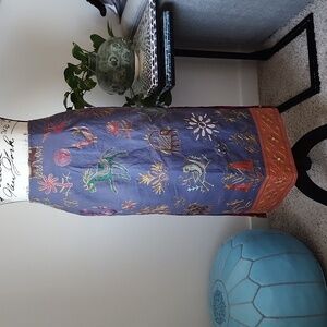 1980s Dona Jean collection - the Tribal Embroidered Midi Skirt. 